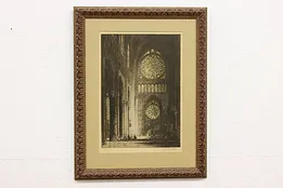 Cathedral with Stained Glass Windows Antique Etching, Jacobi 29" #45294
