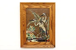 Herons Vintage Original Enamel & Copper Picture Gilles 25.5" #44930