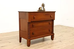 Empire Sheraton Antique Cherry Three Drawer Chest or Dresser #39170