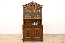 Renaissance Antique Walnut Bar Cabinet, Cupboard, Cherubs #45462