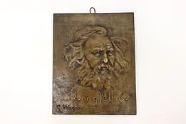Victorian Antique Longfellow Poet Bronze Plaque, Wagner #45569