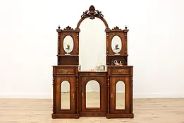 English Antique Victorian Sideboard Bar Cabinet, Console #45821