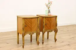 Pair of French Satinwood Vintage Nightstands or Lamp Tables #46026