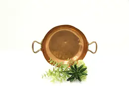 Farmhouse Vintage Solid Copper Saute Pan, Brass Handles #45042