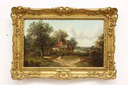 Countryside Cottage Antique Original Oil Painting, Clark 26" #46607