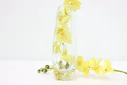 Italian Murano Vintage Blown Glass Clear Vase Carved Flowers #46138