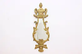 French Empire Vintage Bevel Mirror Burnished Gold Pineapple #46905