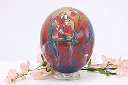 Lacquered Ostrich Egg with Parrots & Flowers #45705