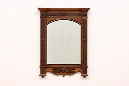Victorian Antique Walnut & Burl Hall Mirror #46924