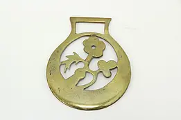 Horse Vintage Brass Harness Medallion, Flower #45904