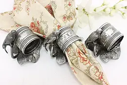 Set of 3 Victorian Antique Silverplate Napkin Rings, Birds #46815