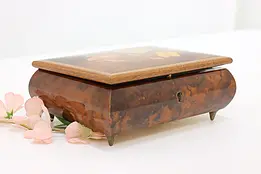 Swiss Vintage Marquetry Small World Music Jewelry Box, Reuge #46861