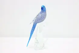 Murano Art Glass Vintage Italian Blue, Silver Bird Sculpture #47604