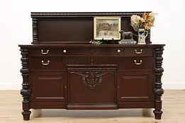 Empire Antique Carved Mahogany Buffet Sideboard, Bar Cabinet #46414