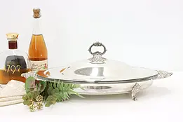 Wallace Baroque Vintage Silverplate & Glass Covered Server #46501