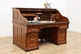 Victorian Eastlake Antique Mahogany Roll Top Desk Andrews #47881