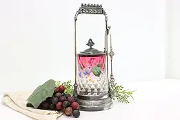 Victorian Cranberry Glass Silverplate Pickle Castor, Rogers #47832