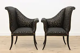 Pair of Vintage Hollywood Regency Upholstered Chairs, Karges #47796
