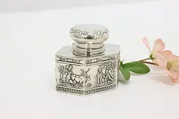 Classical Antique Silver Inkwell with Farm Scenes #47977