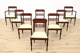 Set of 8 Sheraton Vintage Carved Mahogany Dining Chairs #48094