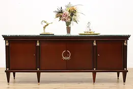 French Vintage Mahogany Sideboard Server, TV Console Marble #48252