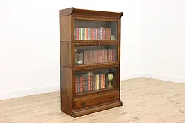 Oak Antique 3 Stack Lawyer Office Library Bookcase #48050
