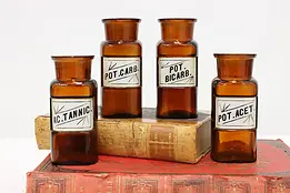Set of 4 Antique Glass Apothecary Medicine Drug Bottles WT #47923