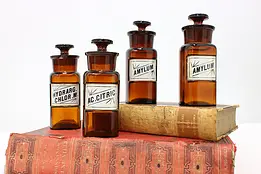 Set of 4 Antique Glass Apothecary Medicine Drug Bottles WT #47065