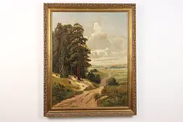 Forest Road Antique Original Russian Oil Painting Signed 40" #48195