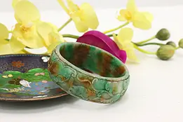 Chinese Vintage Carved Jade Bangle or Bracelet, Flowers #48210
