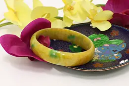 Chinese Carved Yellow & Green Jade Bangle or Bracelet #48212