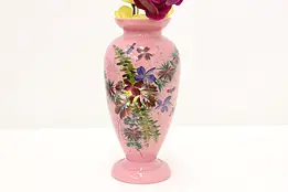 Victorian Antique Hand Painted Blown Cased Art Glass Vase #47618