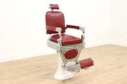 Nickel Plated Antique Reclining Barber Chair, Kochs #48809