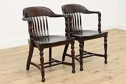 Pair of Traditional Antique Office Library Chairs, Milwaukee #48920