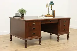 Traditional Antique Mahogany Library Office Desk, Stow Davis #49239