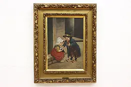 Dutch Children Antique Original Oil Painting, Richter 31.5" #48043