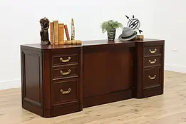 Mahogany & Leather Vintage Office or Library Credenza Stuart #49548