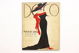 French Art Deco Lyon Woman Vintage Original Painting 50" #49780