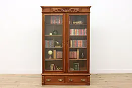Victorian Eastlake Antique Carved Cherry Bookcase or Display #48746