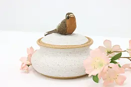 Painted Ceramic Vintage Bowl or Jar, Robin, Kendall NC #49197