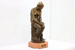French Antique Woman & Birds Bronze Sculpture after Peiffer #48234