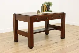 Arts & Crafts Mission Oak Library Table, Office Desk, Daisy #49489