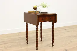 Sheraton Antique Farmhouse Drop Leaf Nightstand or End Table #46266