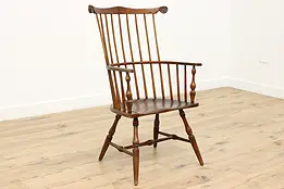 Windsor Vintage Farmhouse Oak & Pine Hall Chair, Stickley #49576