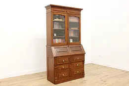 Victorian Antique Office Library Secretary Desk & Bookcase #49626