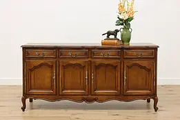 Country French Vintage Walnut Buffet Server Console, Meldan #50074