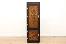 Asian Vintage Carved Birch Armoire or Closet, Bernhardt #49853