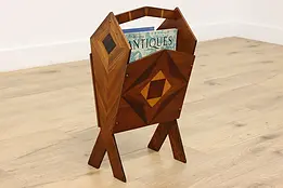 Art Deco Vintage Chairside Magazine or Music Rack, Marquetry #49969