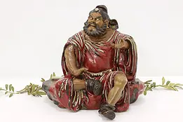 Zhong Kui Chinese Deity Vintage Terra Cotta Sculpture Signed #49421