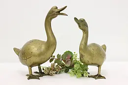 Pair of Vintage Farmhouse Brass Goose Sculptures #49429